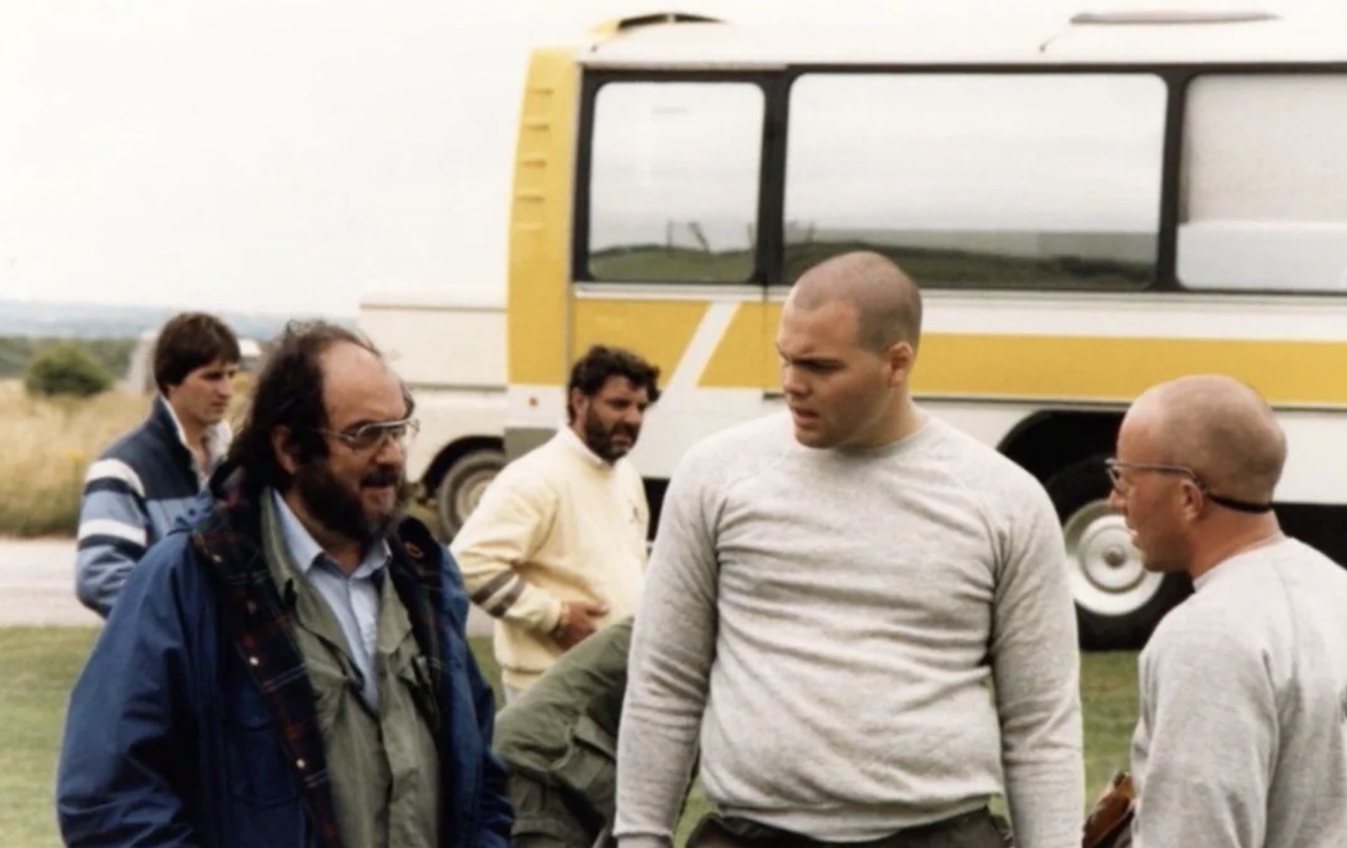 Kubrick and Vincent D'Onofrio on set